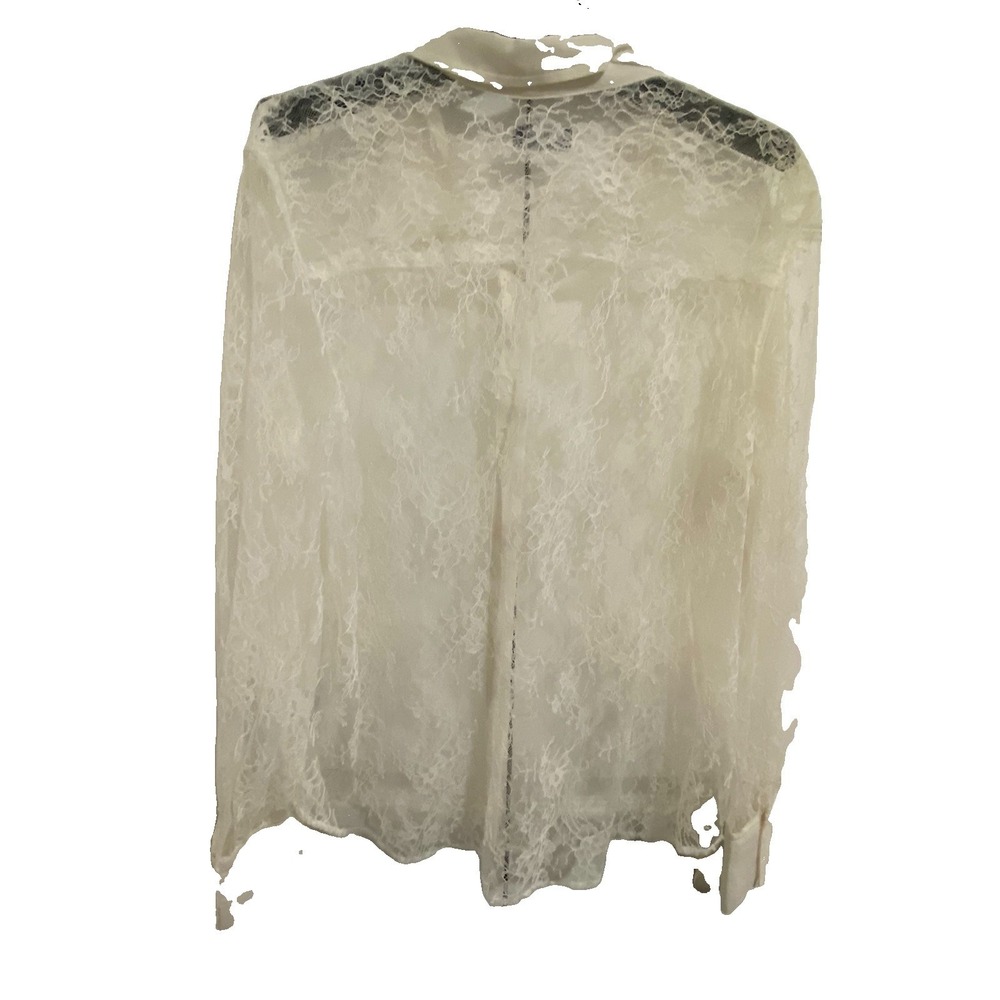 NWT GAP Classic Sheer Lace Shirt Cream Mesh Floral Gothic Romantic XL - Picture 6 of 8